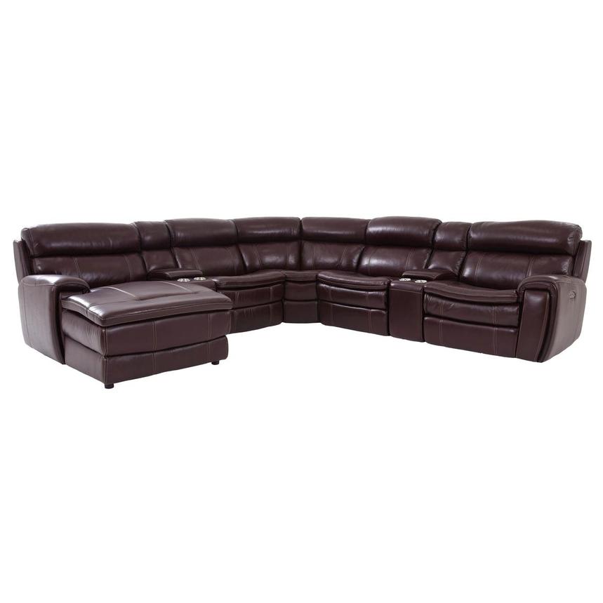Napa Burdy Leather Power Reclining, Power Reclining Sectional Sofa With Chaise