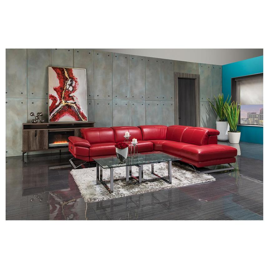 Toronto Red Leather Power Reclining Sofa w/Right Chaise  alternate image, 2 of 13 images.