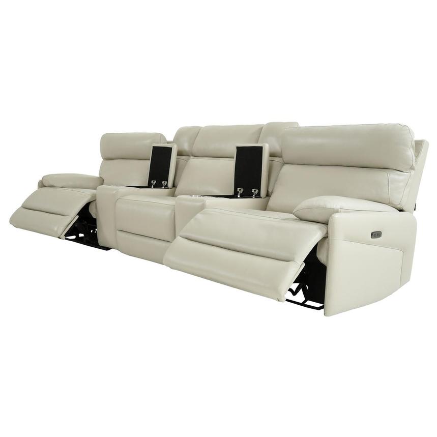 Benz Cream Home Theater Leather Seating with 5PCS/2PWR alternate image, 3 of 12 images.
