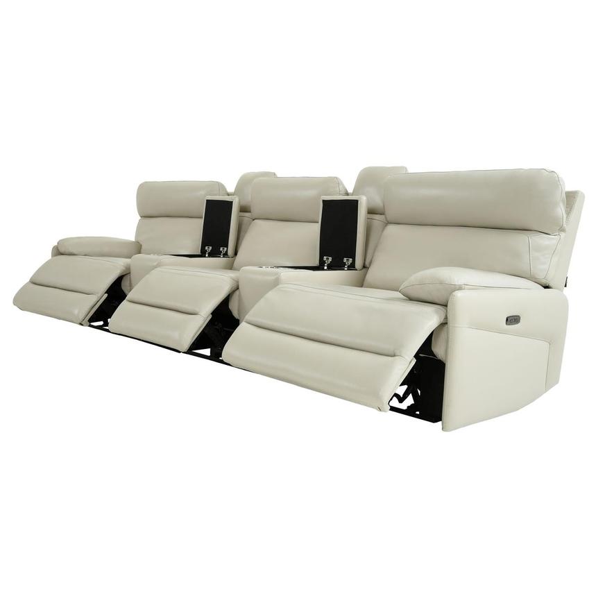 Benz Cream Home Theater Leather Seating with 5PCS/3PWR alternate image, 3 of 12 images.