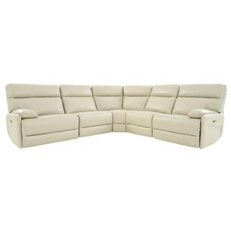 Benz Cream Leather Power Reclining Sectional with 5PCS/3PWR