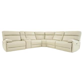 Benz Cream Leather Power Reclining Sectional with 6PCS/2PWR