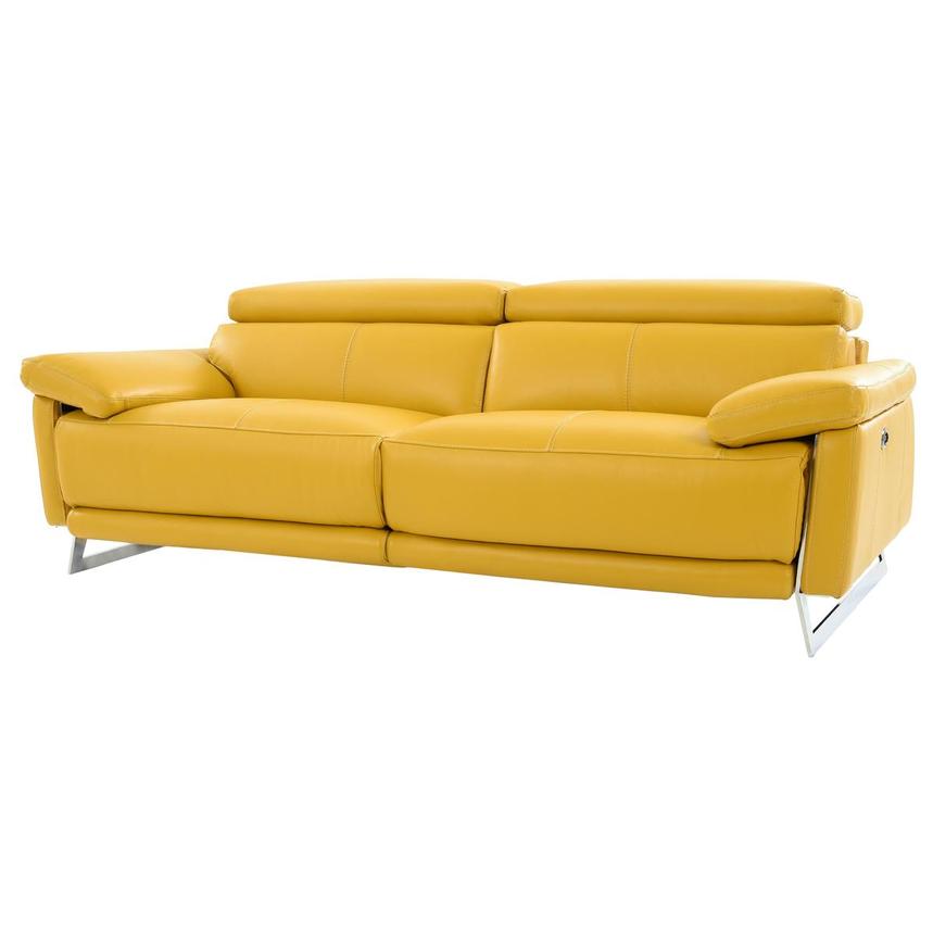 Gabrielle Yellow Leather Power Reclining Sofa  alternate image, 2 of 11 images.
