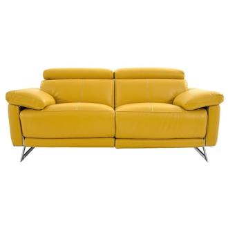 Yellow Leather Power Reclining Sofa