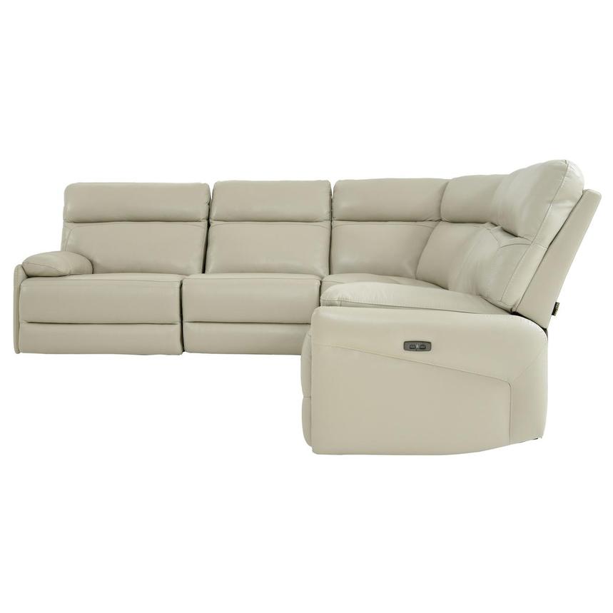 Benz Cream Leather Power Reclining Sectional with 5PCS/3PWR alternate image, 3 of 9 images.