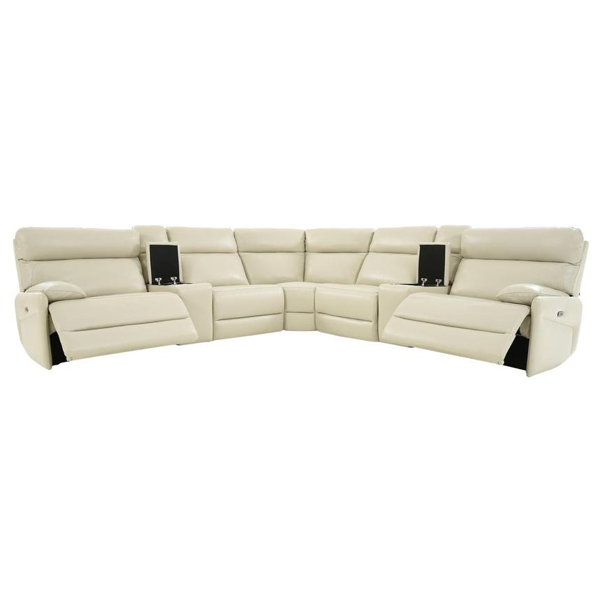 Benz Cream Leather Power Reclining Sectional with 7PCS/3PWR alternate image, 2 of 11 images.