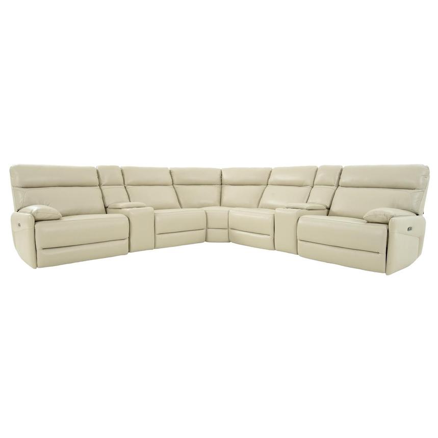 Benz Cream Leather Power Reclining, Cream Leather Sectional