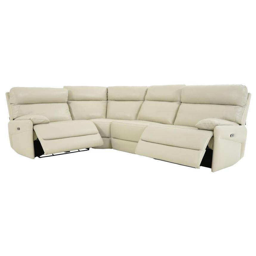 Benz Cream Leather Power Reclining Sectional with 4PCS/2PWR alternate image, 2 of 9 images.