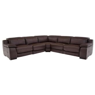 Gian Marco Dark Brown Leather Power Reclining Sectional with 5PCS/2PWR