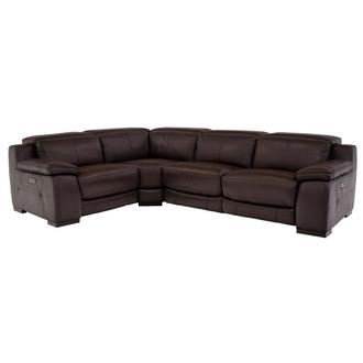 Gian Marco Dark Brown Leather Power Reclining Sectional with 4PCS/2PWR
