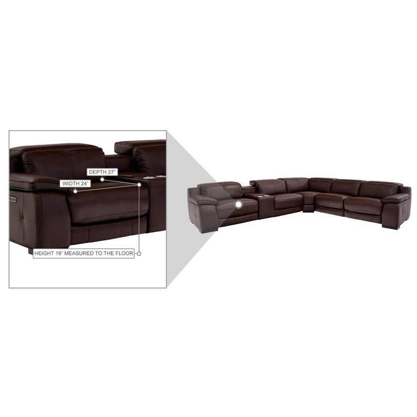 Gian Marco Dark Brown Leather Power Reclining Sectional with 6PCS/2PWR  alternate image, 8 of 9 images.