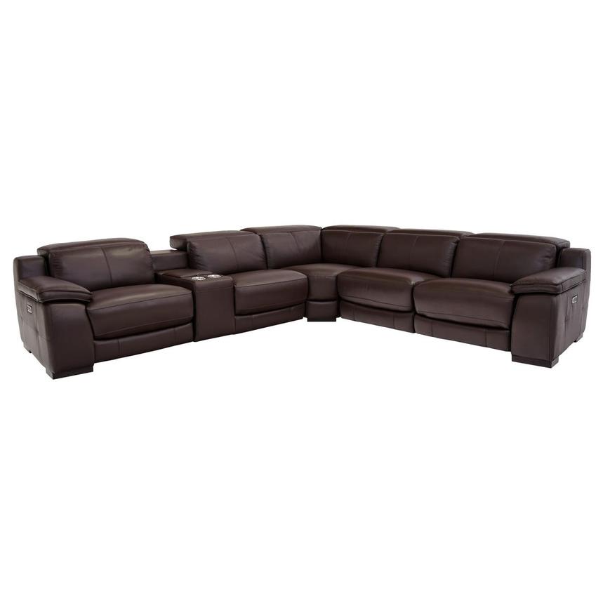 Gian Marco Dark Brown Leather Power, Dark Leather Sectional