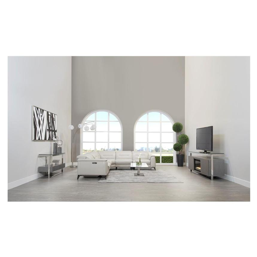 Anabel Cream Leather Power Reclining Sofa El Dorado Furniture