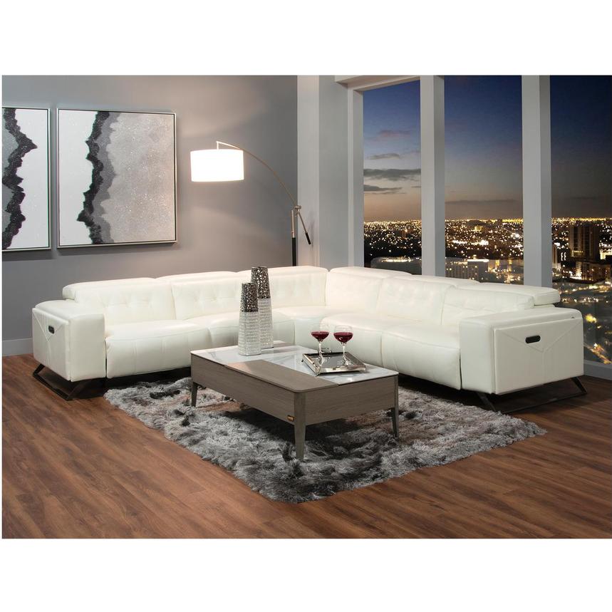 Anchi White Leather Power Reclining Sectional with 5PCS/3PWR  alternate image, 2 of 11 images.