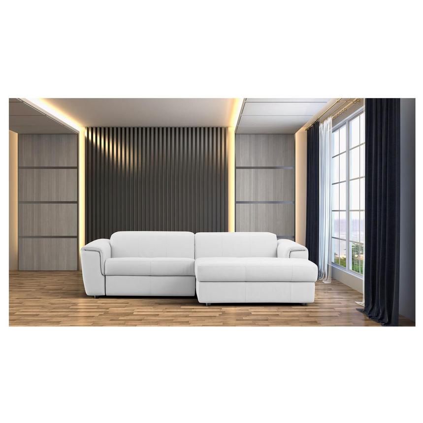 Sofextra White Leather Power Reclining Sofa w/Right Chaise  alternate image, 2 of 16 images.