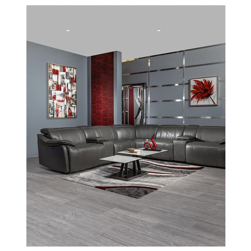 Austin Dark Gray Leather Power Reclining Sectional with 5PCS/3PWR  alternate image, 2 of 9 images.