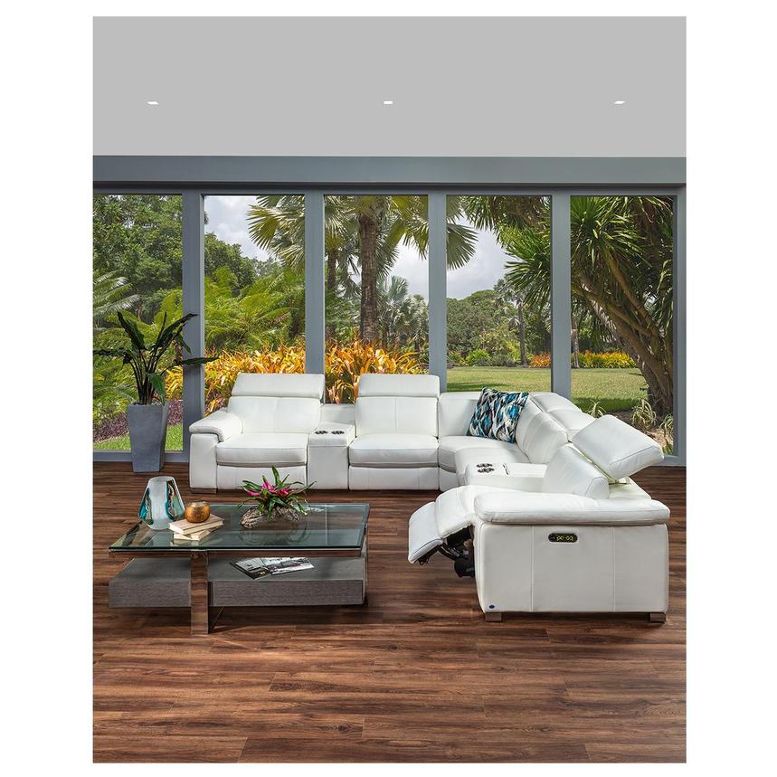 Charlie White Leather Power Reclining Loveseat El Dorado Furniture