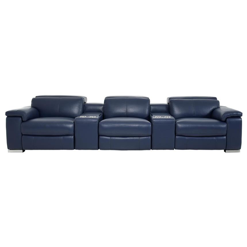 Charlie Blue Home Theater Leather Seating with 5PCS/3PWR  main image, 1 of 13 images.