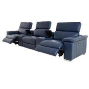 Charlie Blue Home Theater Leather Seating with 5PCS/2PWR  alternate image, 4 of 13 images.