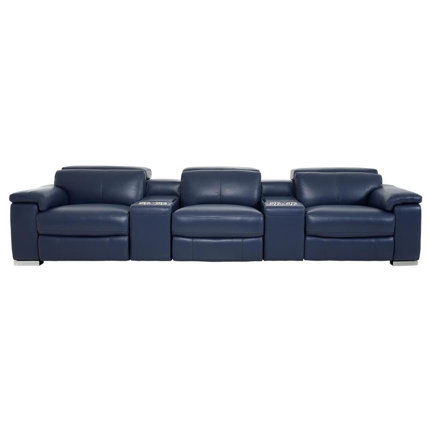 Charlie Blue Home Theater Leather Seating with 5PCS/2PWR main image, 1 of 13 images.