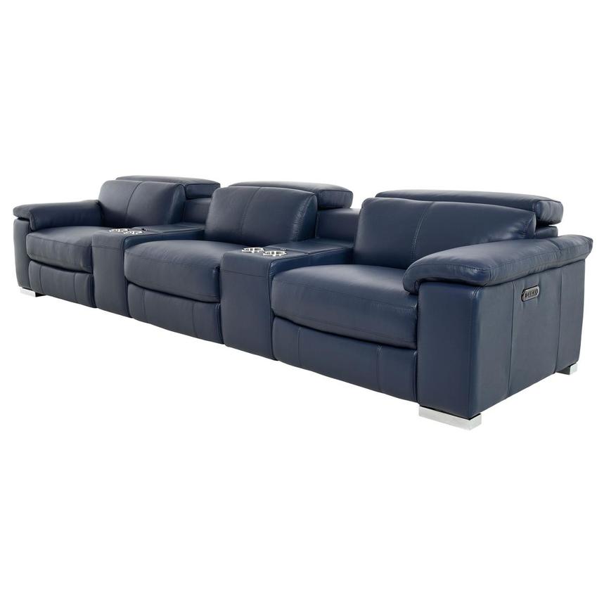 Charlie Blue Home Theater Leather Seating with 5PCS/2PWR alternate image, 3 of 13 images.