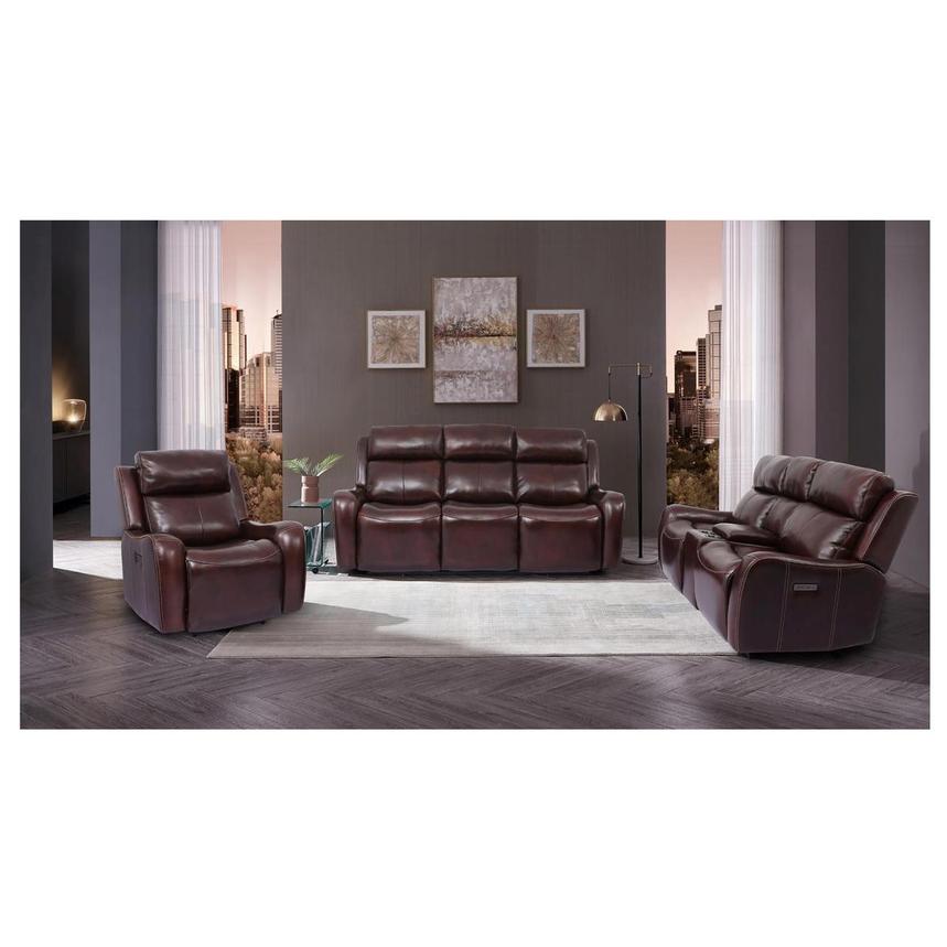 Jake Brown Leather Power Reclining Sofa w/Console  alternate image, 2 of 15 images.