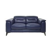 Anabel Blue Leather Loveseat  main image, 1 of 11 images.