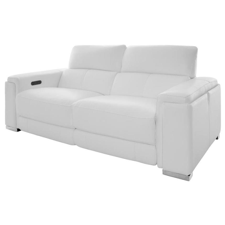 Charlette White Leather Power Reclining Sofa  alternate image, 2 of 14 images.