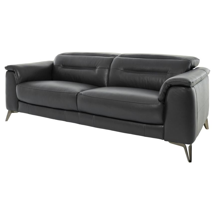 Anabel Gray Leather Sofa  alternate image, 2 of 11 images.