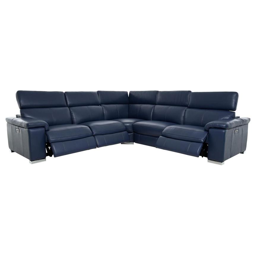 Charlie Blue Leather Power Reclining Sectional with 5PCS/3PWR alternate image, 3 of 11 images.