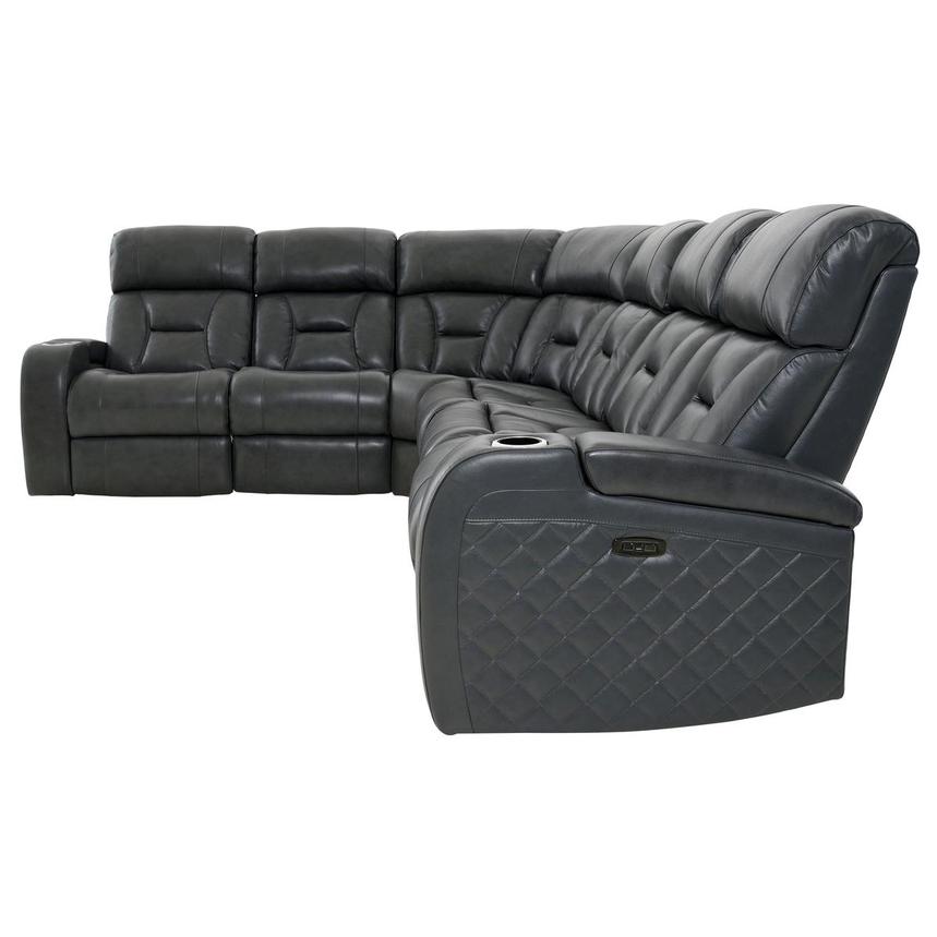 Gio Gray Leather Power Reclining Sectional with 6PCS/3PWR alternate image, 3 of 18 images.