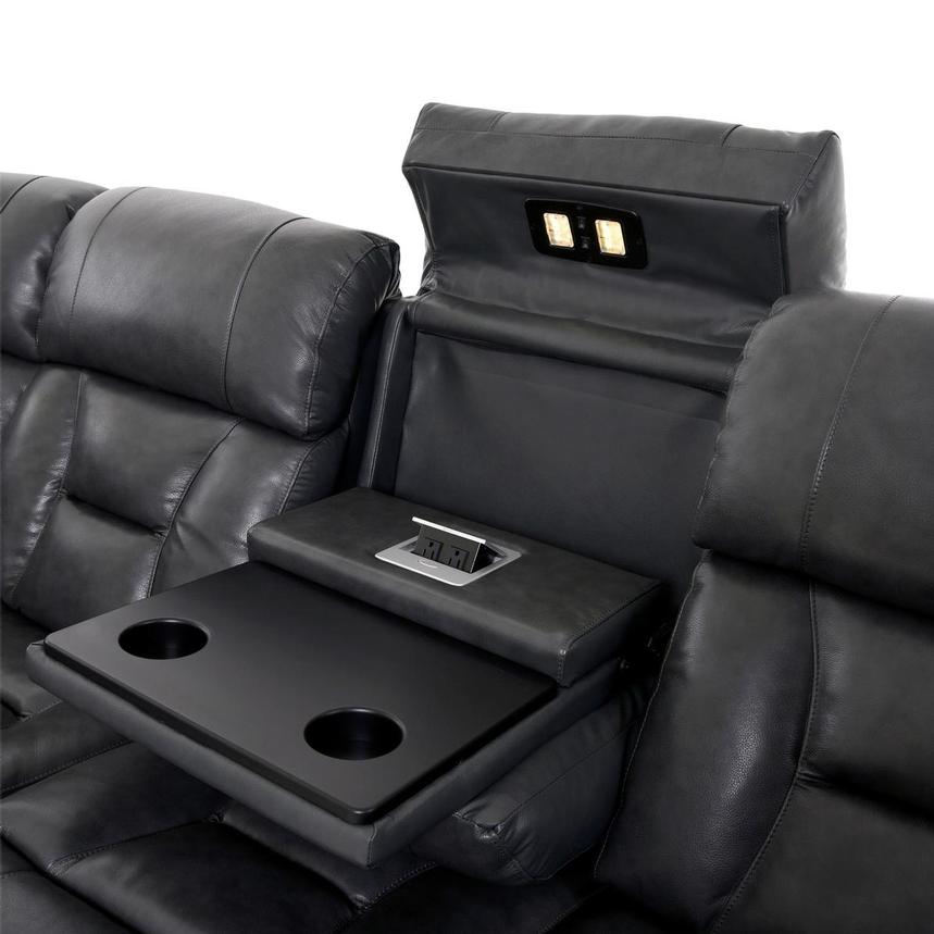 Gio Gray Leather Power Reclining Sectional with 6PCS/3PWR alternate image, 13 of 18 images.