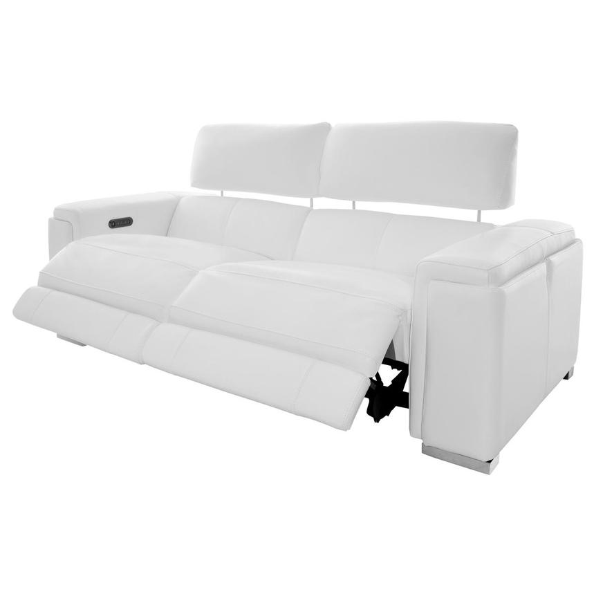 Charlette White Leather Power Reclining Sofa alternate image, 3 of 14 images.