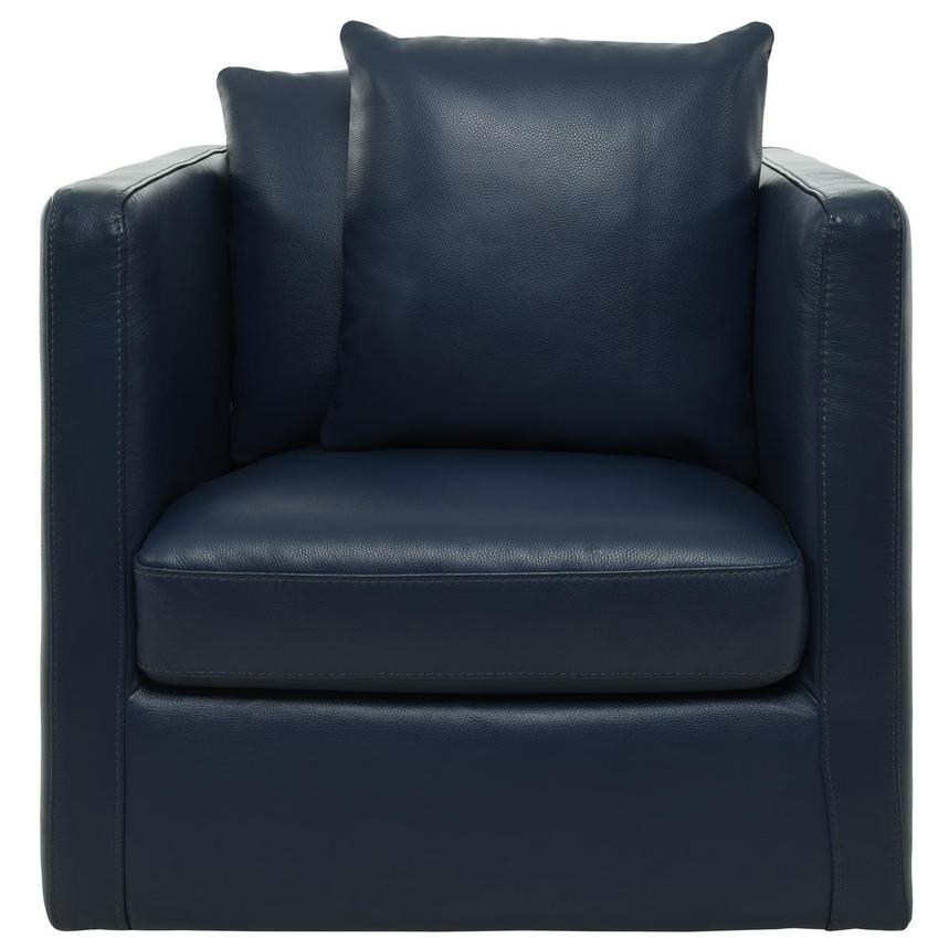 Cute Blue Leather Swivel Chair w/2 Pillows  alternate image, 2 of 11 images.