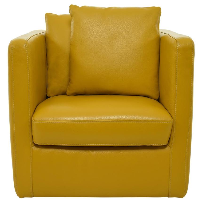 Cute Yellow Leather Swivel Chair w/2 Pillows  alternate image, 2 of 11 images.