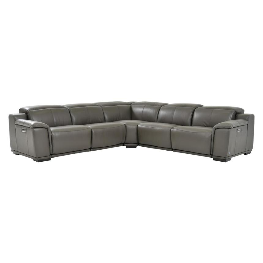 Davis 2.0 Dark Gray Leather Power Reclining Sectional with 5PCS/3PWR  main image, 1 of 7 images.