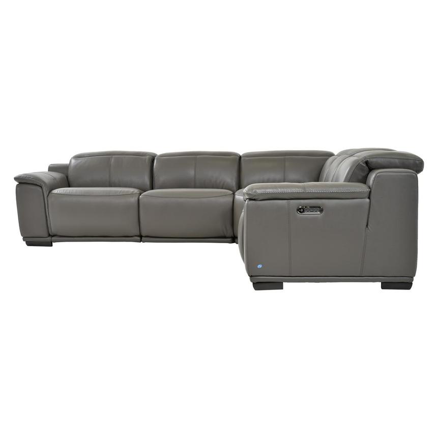 Davis 2.0 Dark Gray Leather Power Reclining Sectional with 5PCS/3PWR  alternate image, 3 of 7 images.