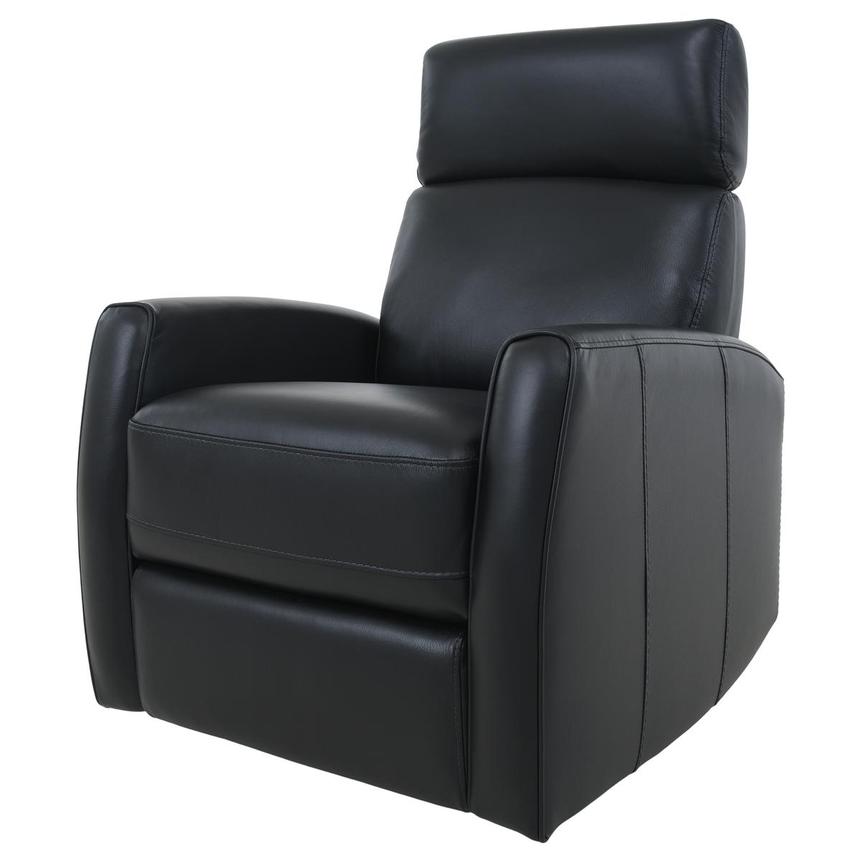 Lucca Black Leather Power Glider Recliner  alternate image, 2 of 10 images.