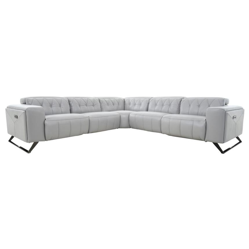 Anchi Silver Leather Power Reclining Sectional with 5PCS/3PWR  main image, 1 of 12 images.