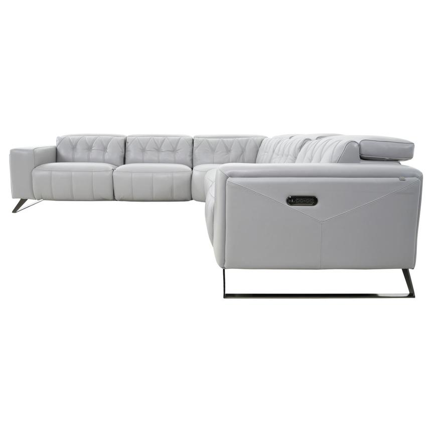 Anchi Silver Leather Power Reclining Sectional with 5PCS/3PWR  alternate image, 4 of 11 images.