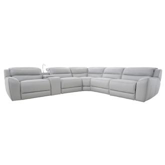 Anabel Cream Leather Power Reclining Loveseat