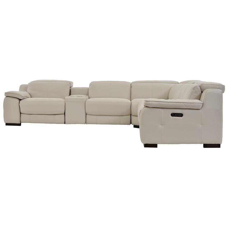 Gian Marco Light Gray Leather Power Reclining Sectional with 6PCS/2PWR  alternate image, 3 of 8 images.