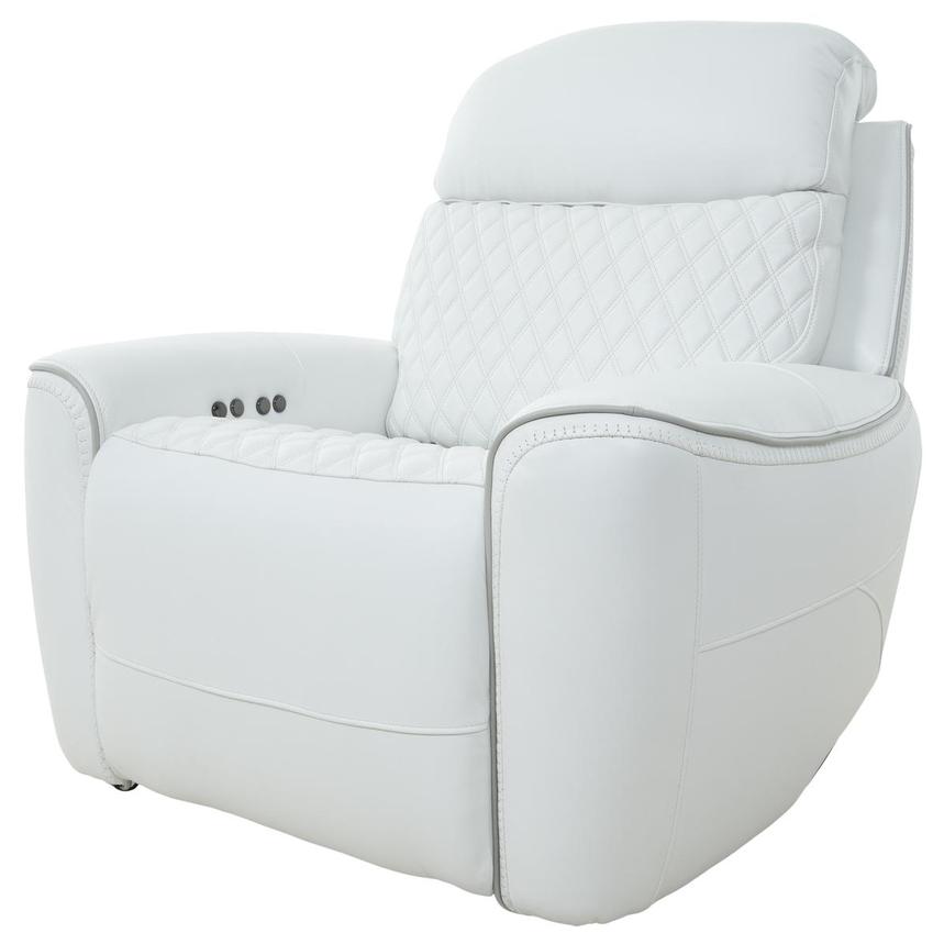 Softee White Leather Power Recliner  alternate image, 2 of 13 images.