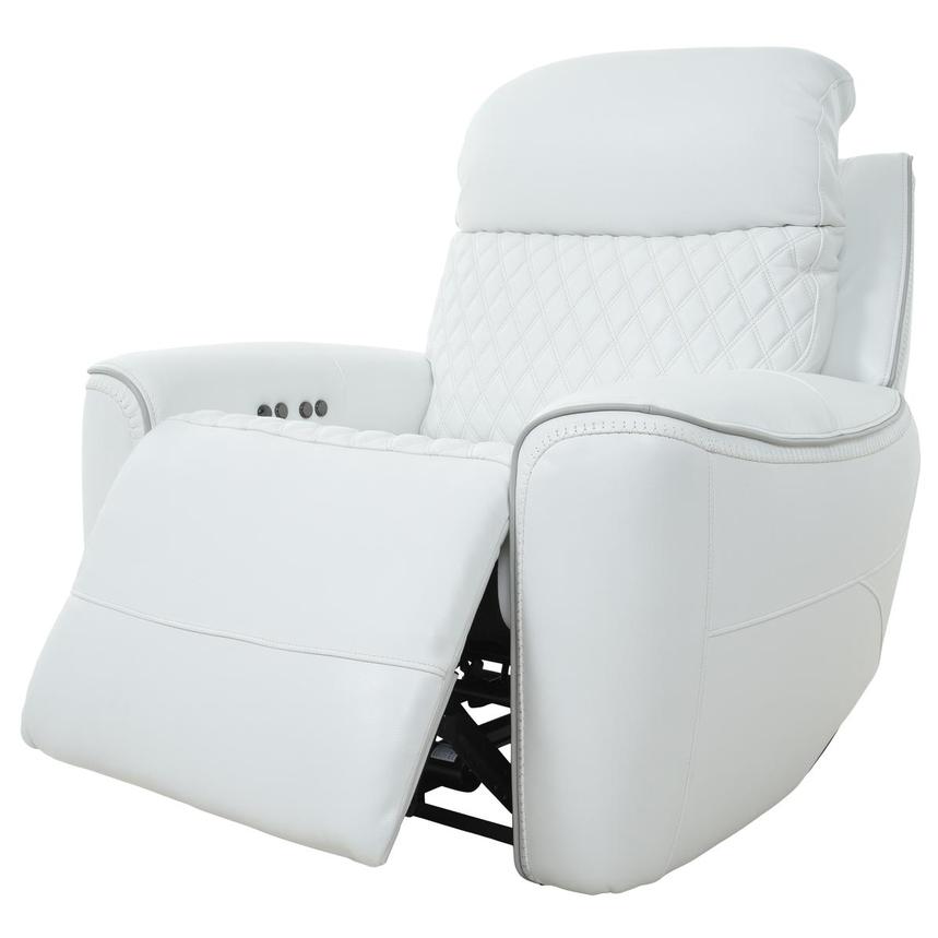 Softee White Leather Power Recliner  alternate image, 3 of 13 images.