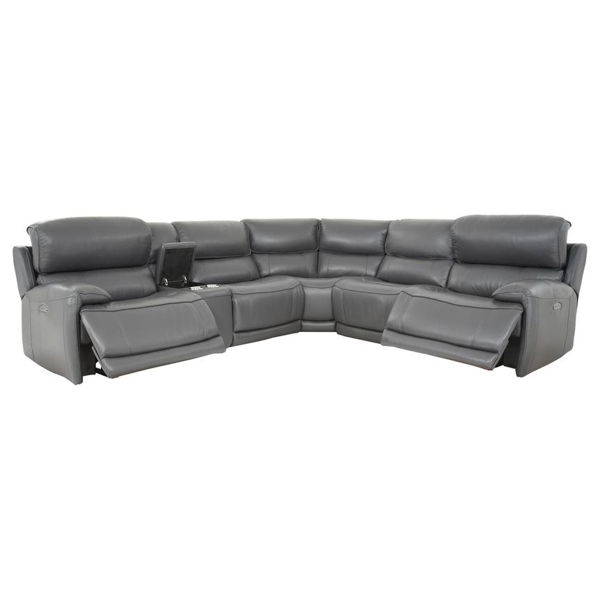 Cody Gray Leather Power Reclining Sectional with 6PCS/2PWR  alternate image, 2 of 10 images.