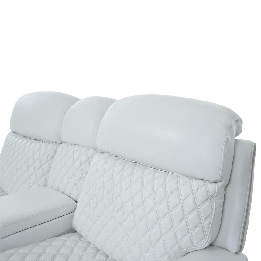 Softee White Power Reclining Leather Sofa w/Console  alternate image, 6 of 22 images.