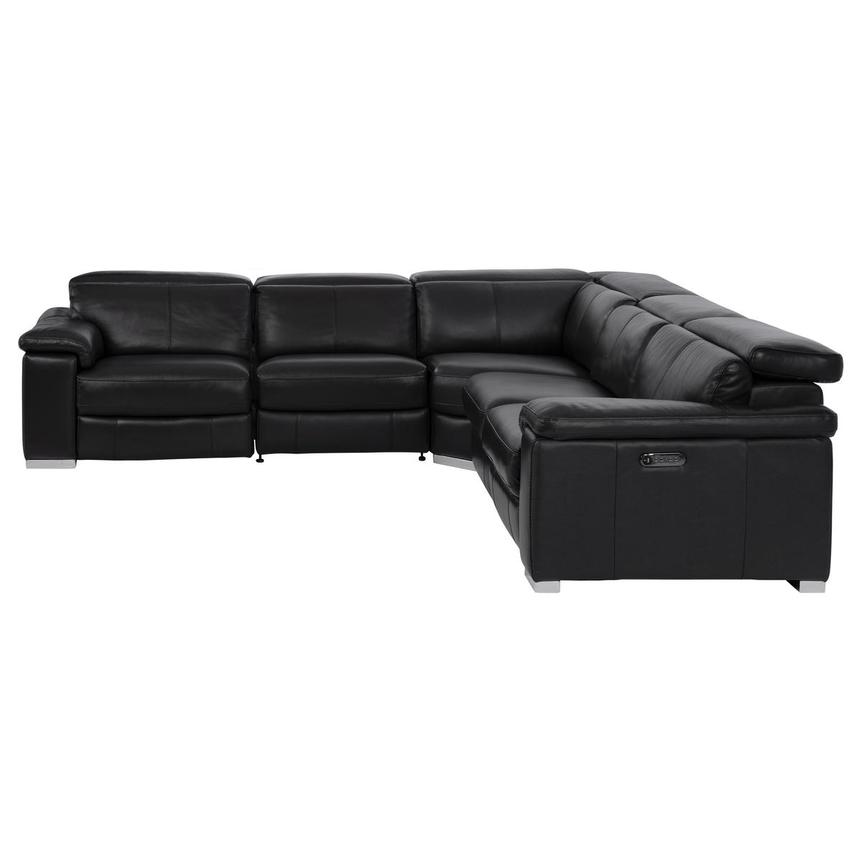 Charlie Black Leather Power Reclining Sectional with 5PCS/2PWR alternate image, 3 of 12 images.