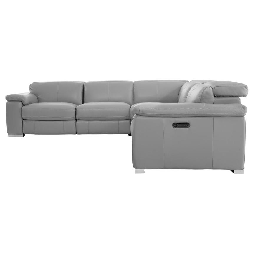 Charlie Light Gray Leather Power Reclining Sectional with 5PCS/2PWR alternate image, 3 of 14 images.
