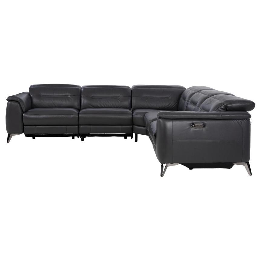Anabel Gray Leather Power Reclining Sectional with 5PCS/2PWR  alternate image, 3 of 10 images.