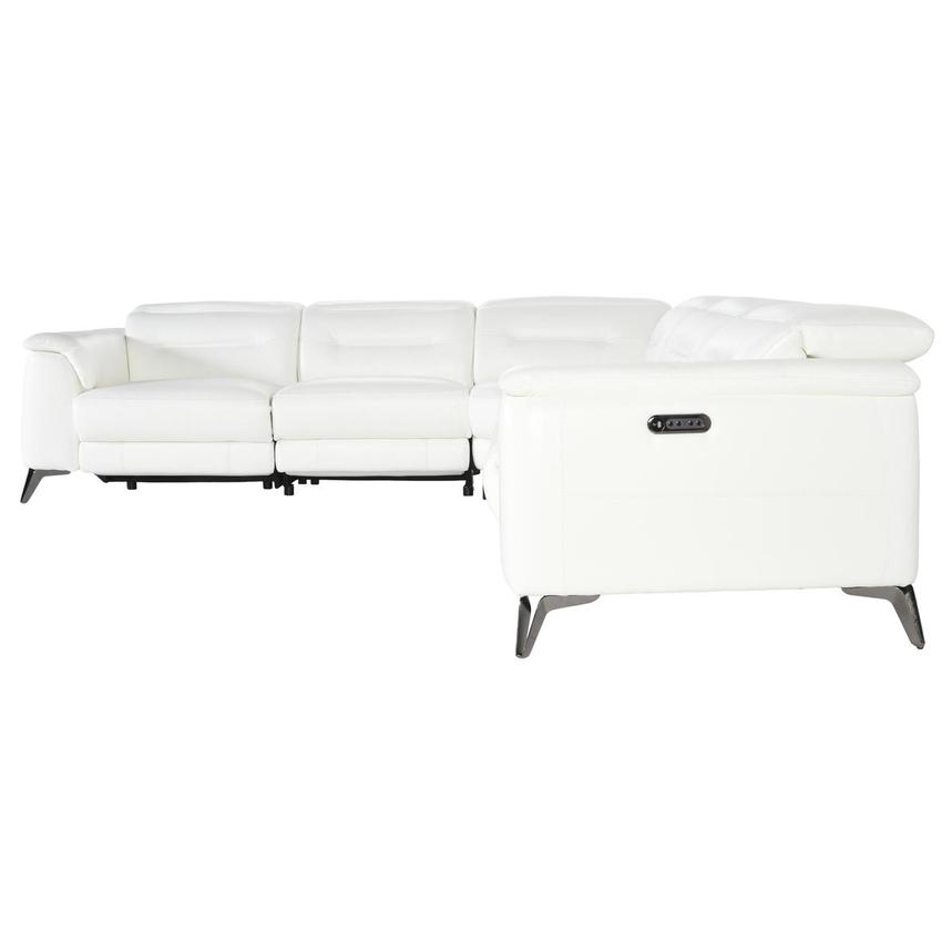 Anabel White Leather Power Reclining Sectional with 5PCS/2PWR  alternate image, 3 of 5 images.